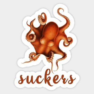 Orange octopus SUCKERS Sticker